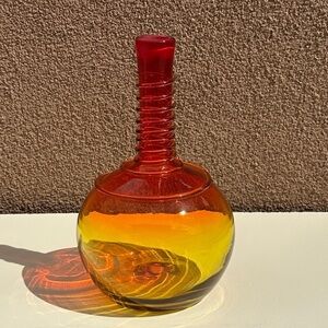 Blenko 6711S Amberina Decanter Joel Myers 1967 Spiral Neck MCM